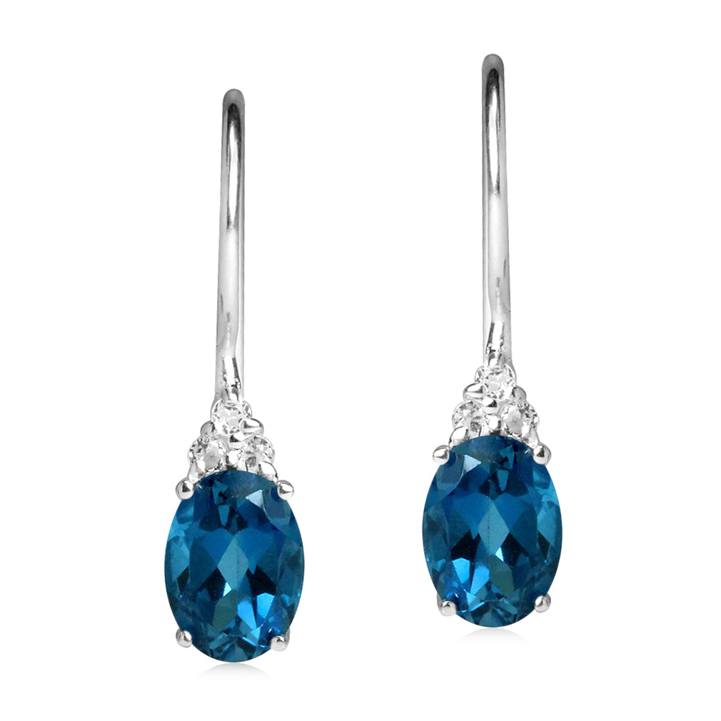 1.78ct. Genuine London Blue Topaz 925 Sterling Silver Hook Earrings - Silvershake-store