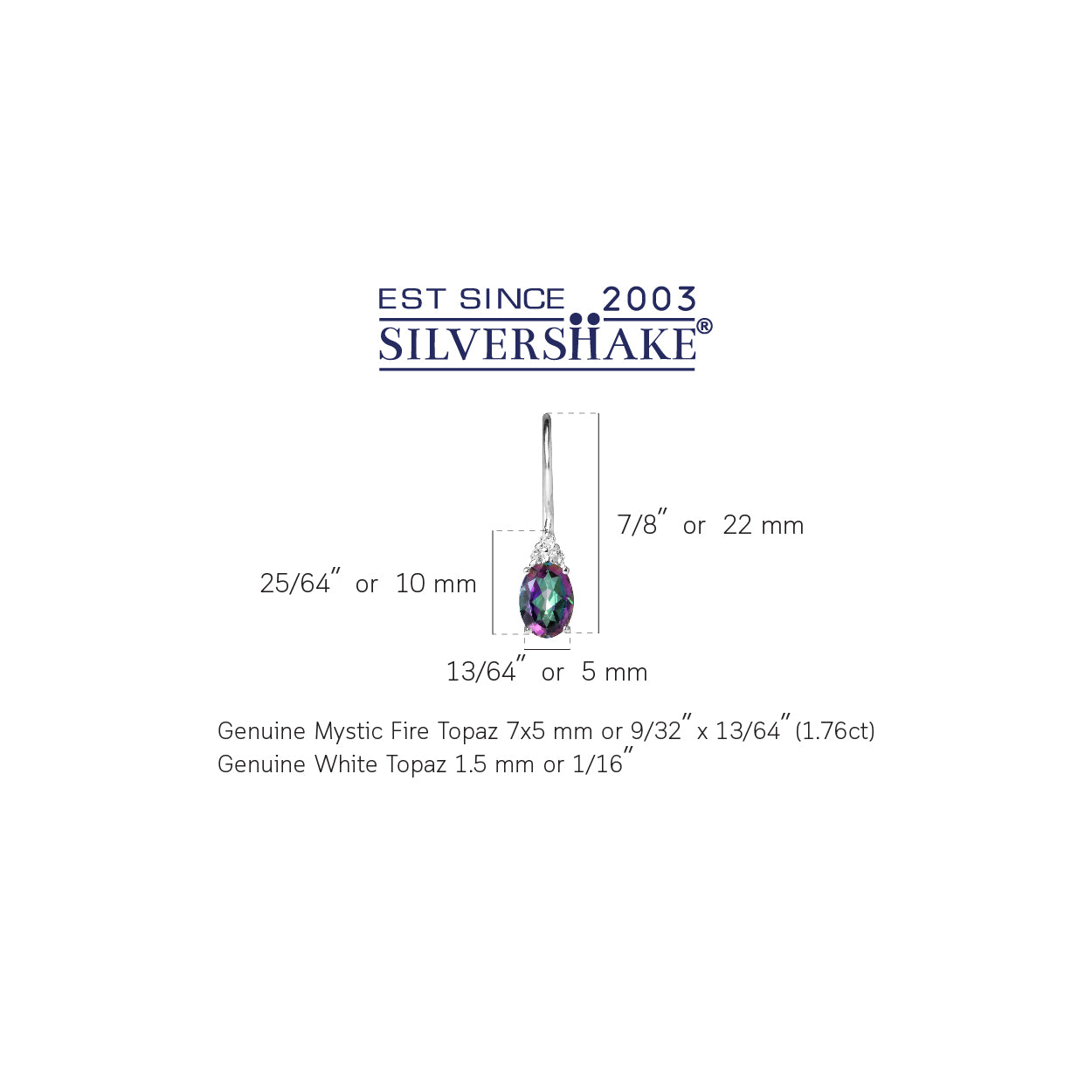 1.76ct. 7x5mm Oval Shape Mystic Fire Topaz 925 Sterling Silver Hook Closure Earrings - Silvershake-store