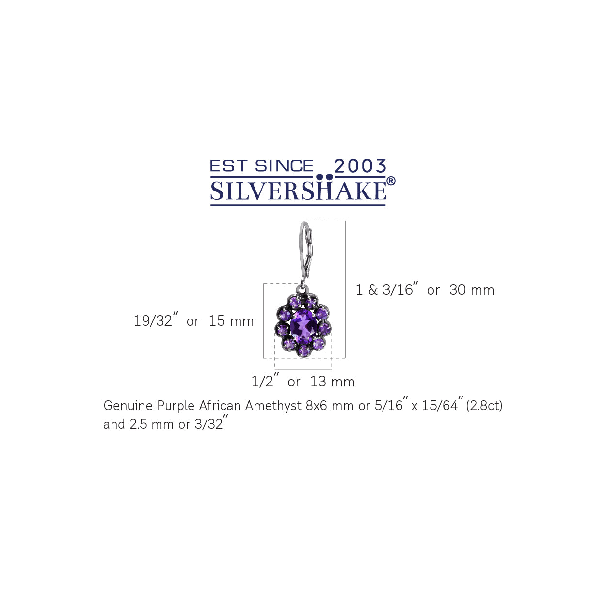 3.88 ct. Genuine African Amethyst 925 Sterling Silver Flower Cluster Leverback Dangle Earrings - Silvershake-store