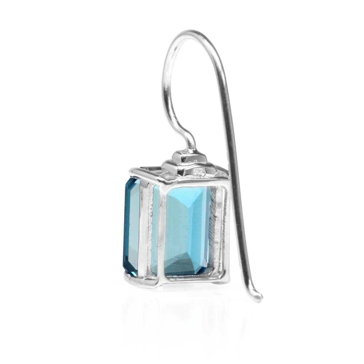 7.96ct. 10x8MM Octagon Genuine London Blue Topaz White Gold Plated 925 Sterling Silver Hook Earrings