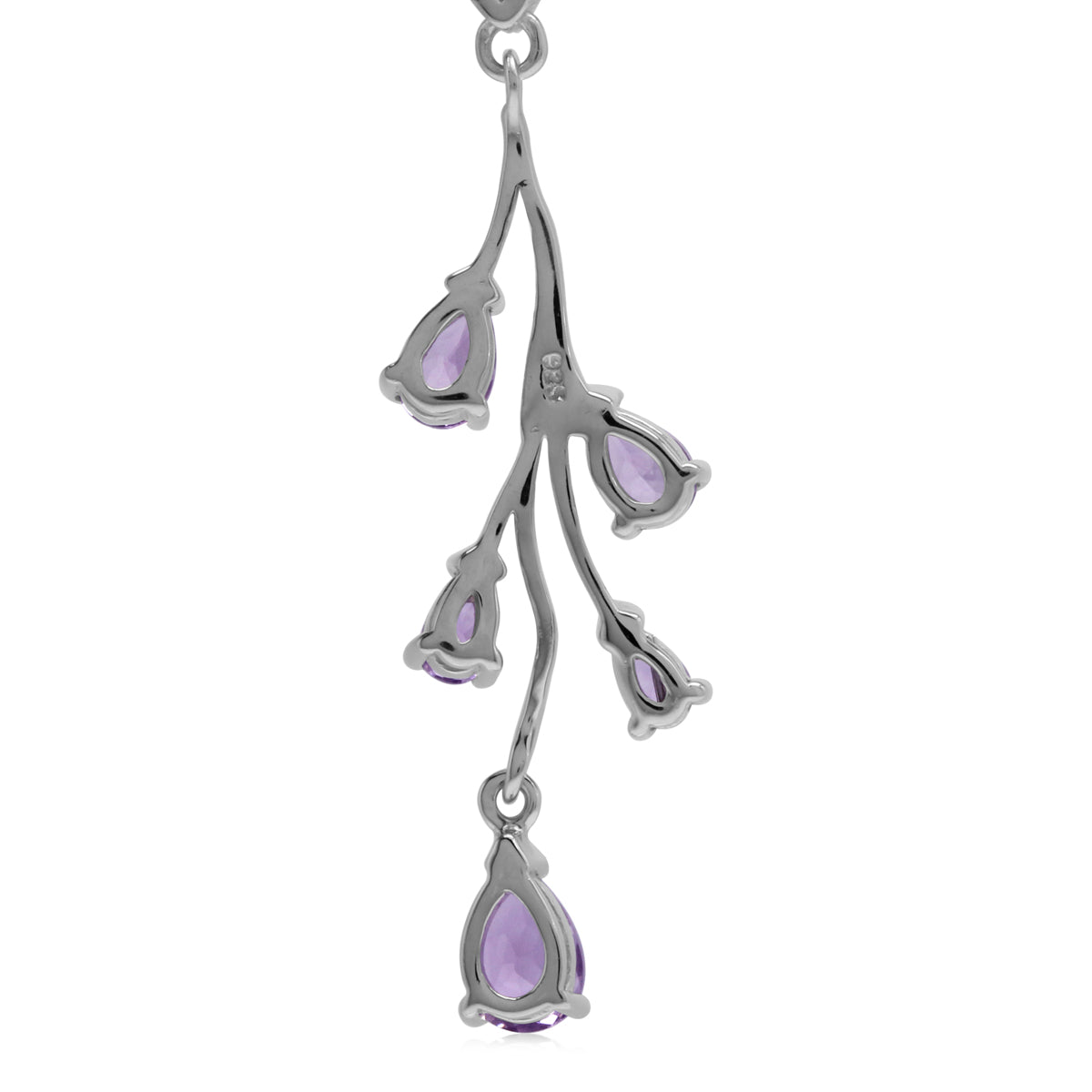 4.18ct. Natural Amethyst White Gold Plated 925 Sterling Silver Post Dangle Earrings