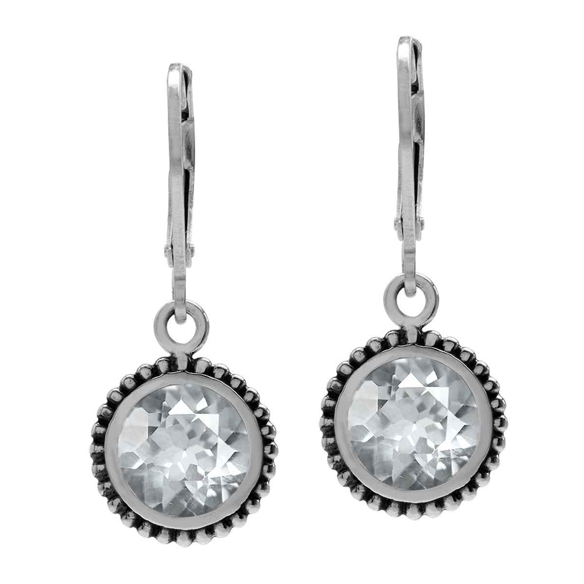 4.76ct. Genuine White Topaz 925 Sterling Silver Balinese Style Leverback Earrings