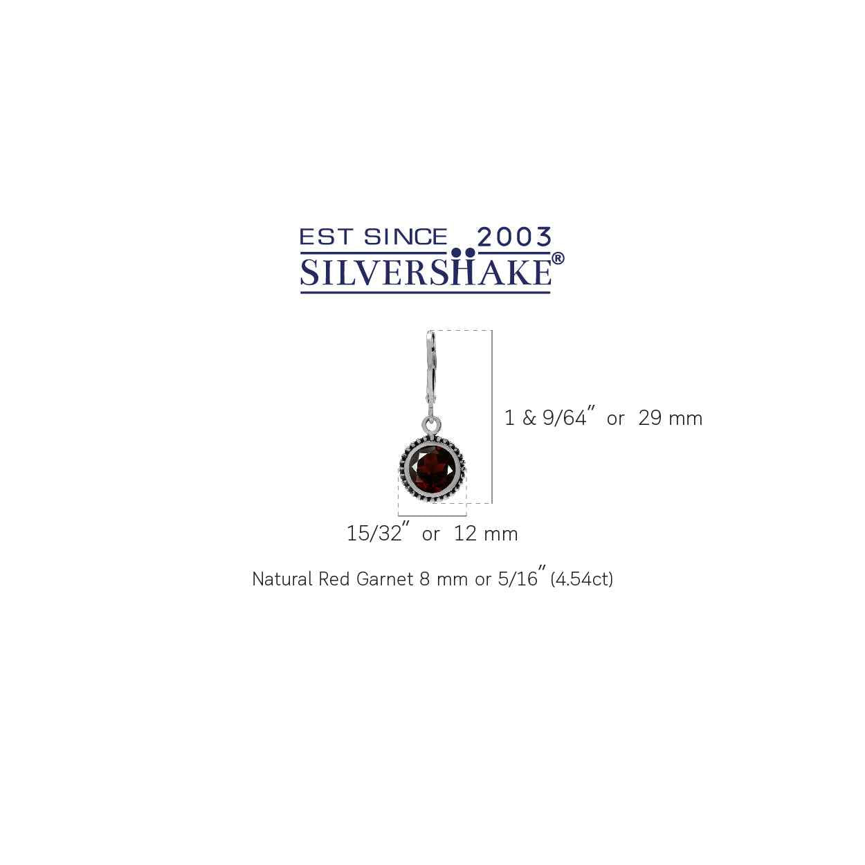4.54ct. Natural Round Shape Garnet 925 Sterling Silver Balinese Style Leverback Earrings