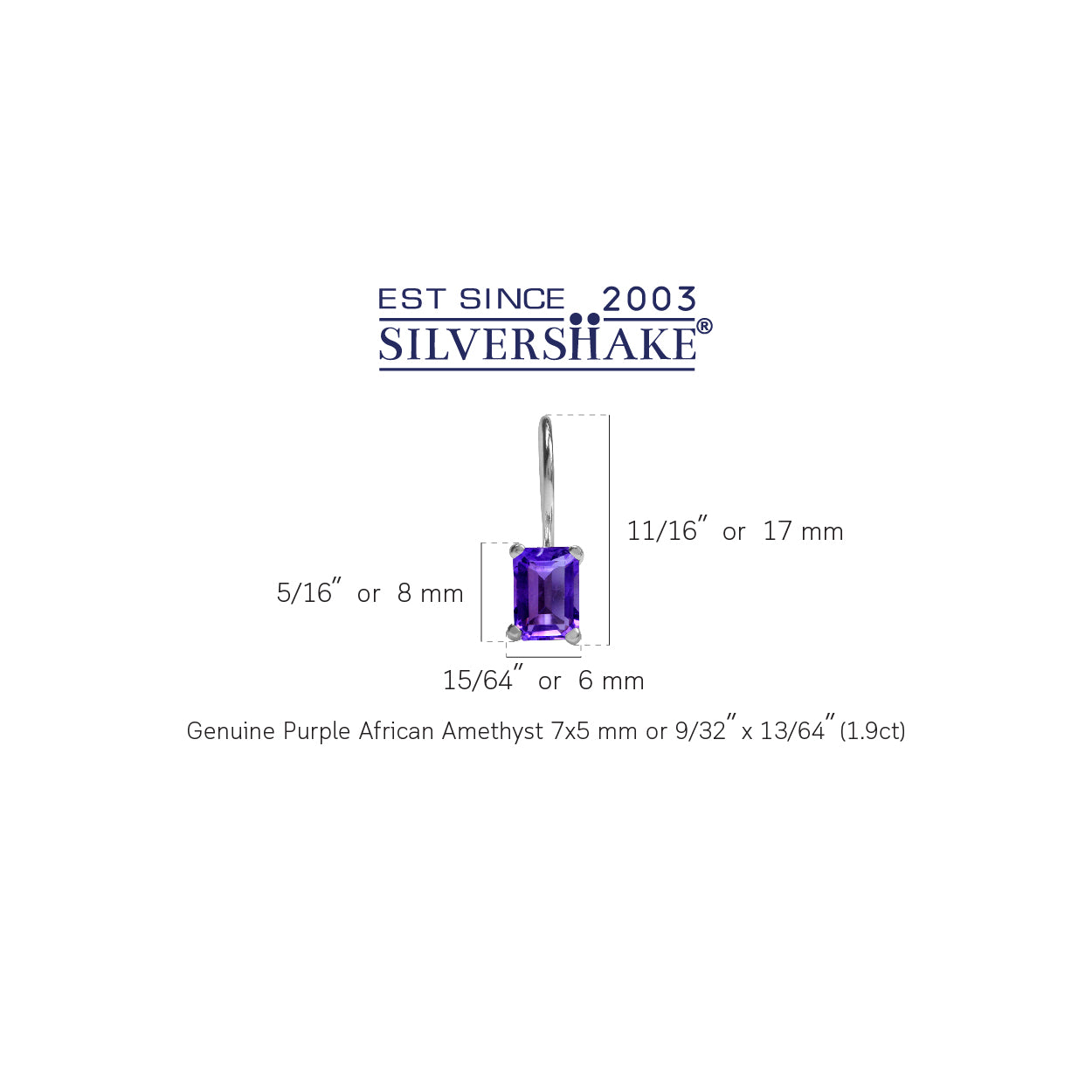 1.9ct. 7x5mm Natural Octagon Shape African Amethyst 925 Sterling Silver Hook Closure Earrings - Silvershake-store