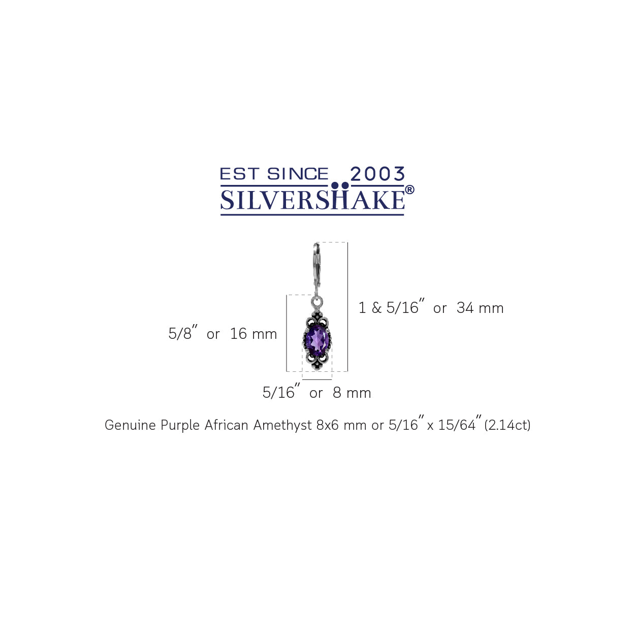 2.14ct. Natural African Amethyst 925 Sterling Silver Balinese Style Leverback Dangle Earrings - Silvershake-store