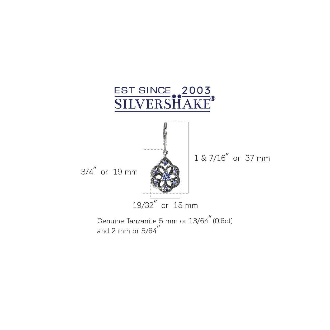 Genuine Tanzanite 925 Sterling Silver Filigree Dangle Drop Leverback Earrings - Silvershake-store
