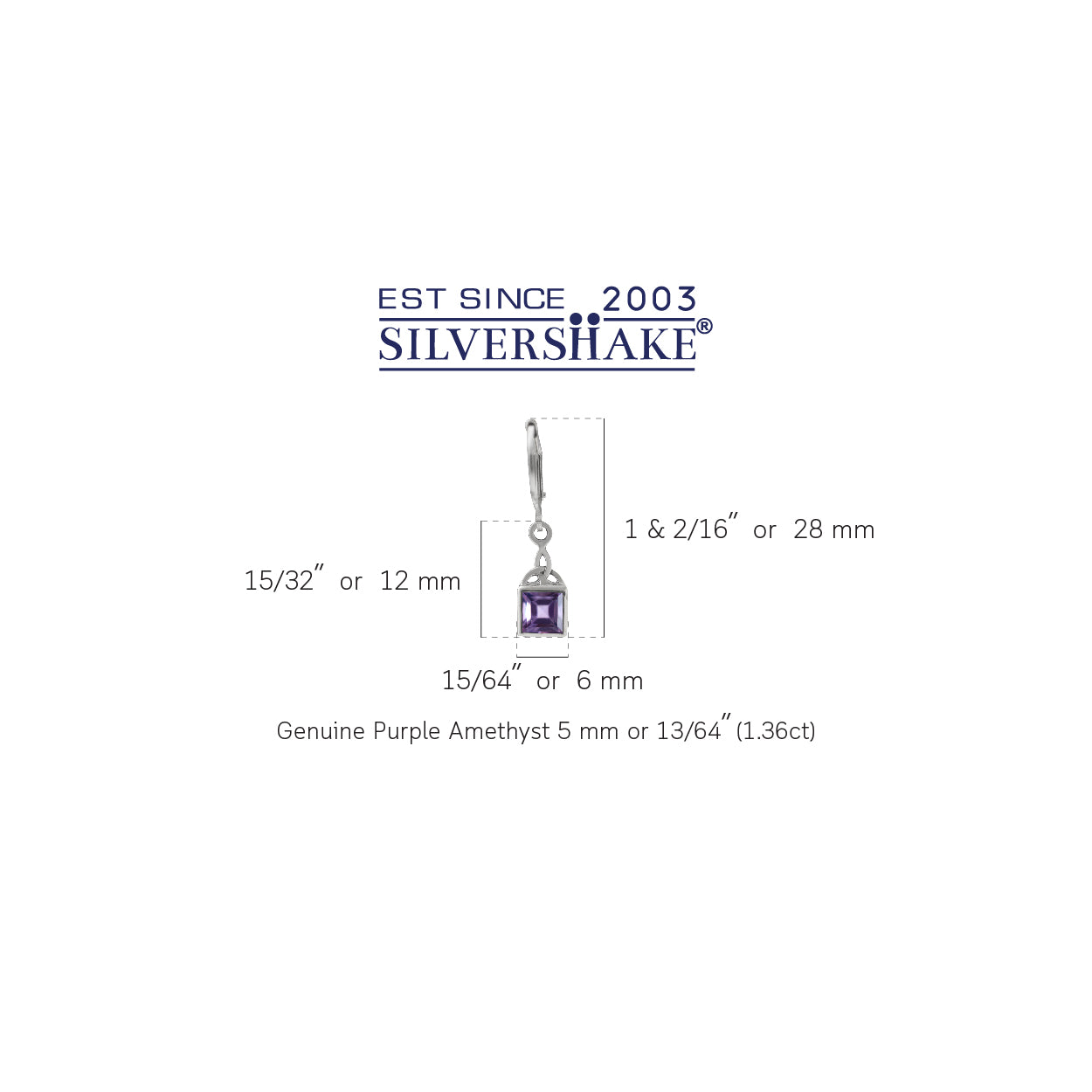1.36ct. Natural Amethyst 925 Sterling Silver Triquetra Celtic Knot Leverback Dangle Earrings