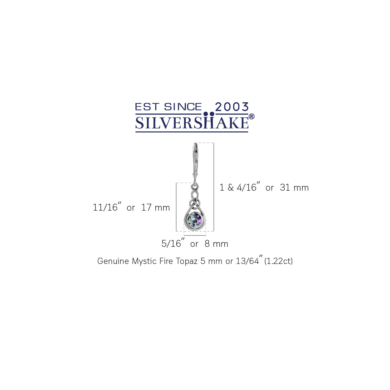 1.22ct. Mystic Fire Topaz 925 Sterling Silver Celtic Knot Drop Leverback Dangle Earrings - Silvershake-store