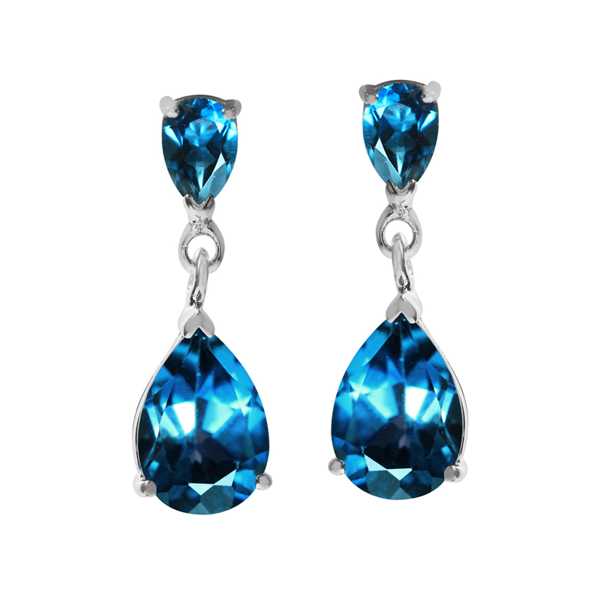 5.7ct. Genuine Pear Shape London Blue Topaz 925 Sterling Silver Drop Dangle Stud Post Earrings - Silvershake-store
