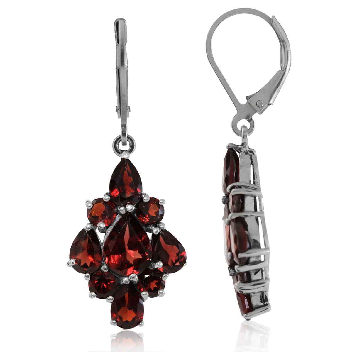 8.08ct. Natural Garnet 925 Sterling Silver Leverback Dangle Earrings