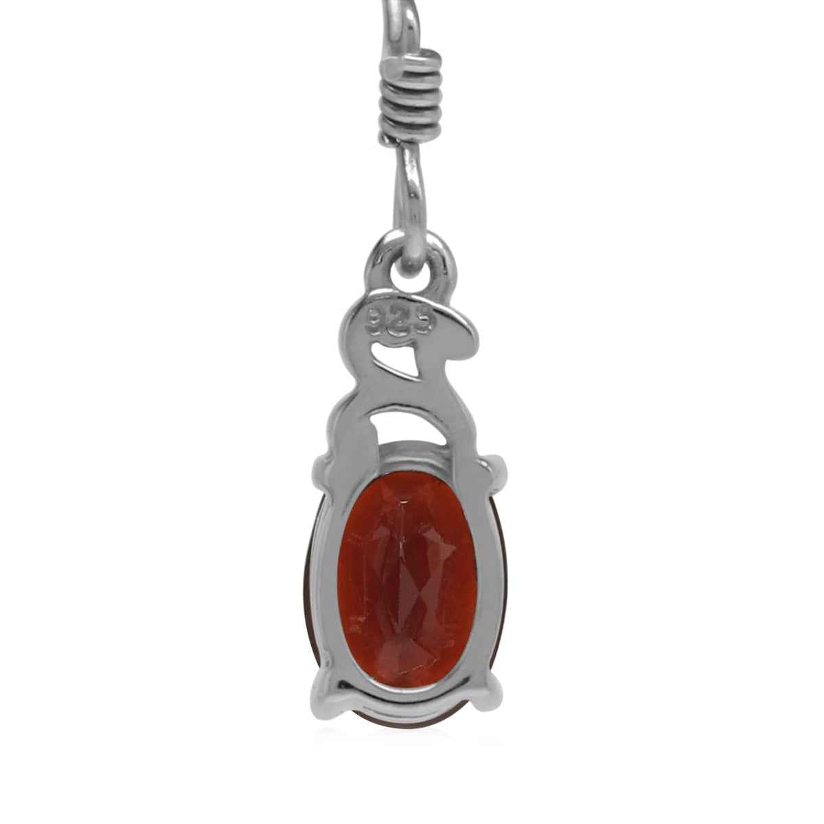 1.82ct. Petite Oval Shape 7x5mm Natural Garnet 925 Sterling Silver Victorian Style Dangle Hook Earrings
