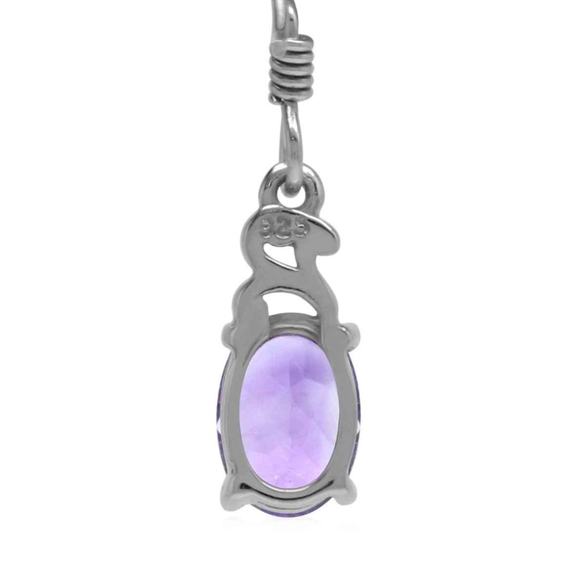 Petite Oval Shape 7x5mm Genuine African Amethyst 925 Sterling Silver Victorian Style Dangle Earrings