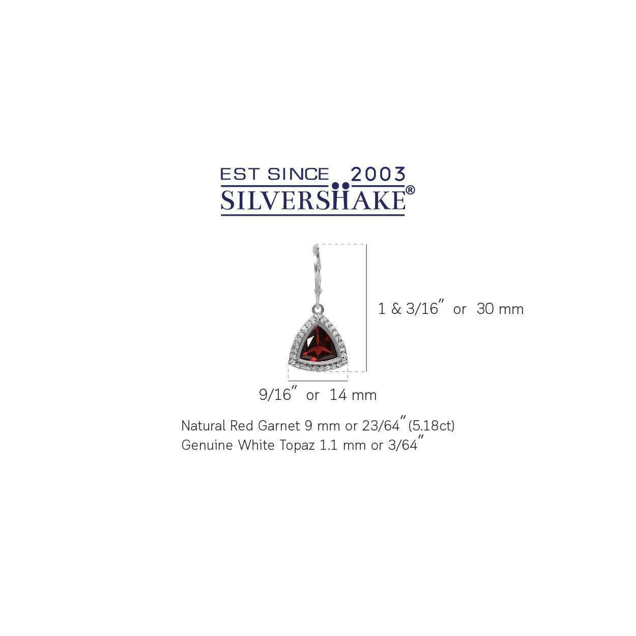 5.18ct. Natural Garnet and Topaz White Gold Plated 925 Sterling Silver Leverback Earrings