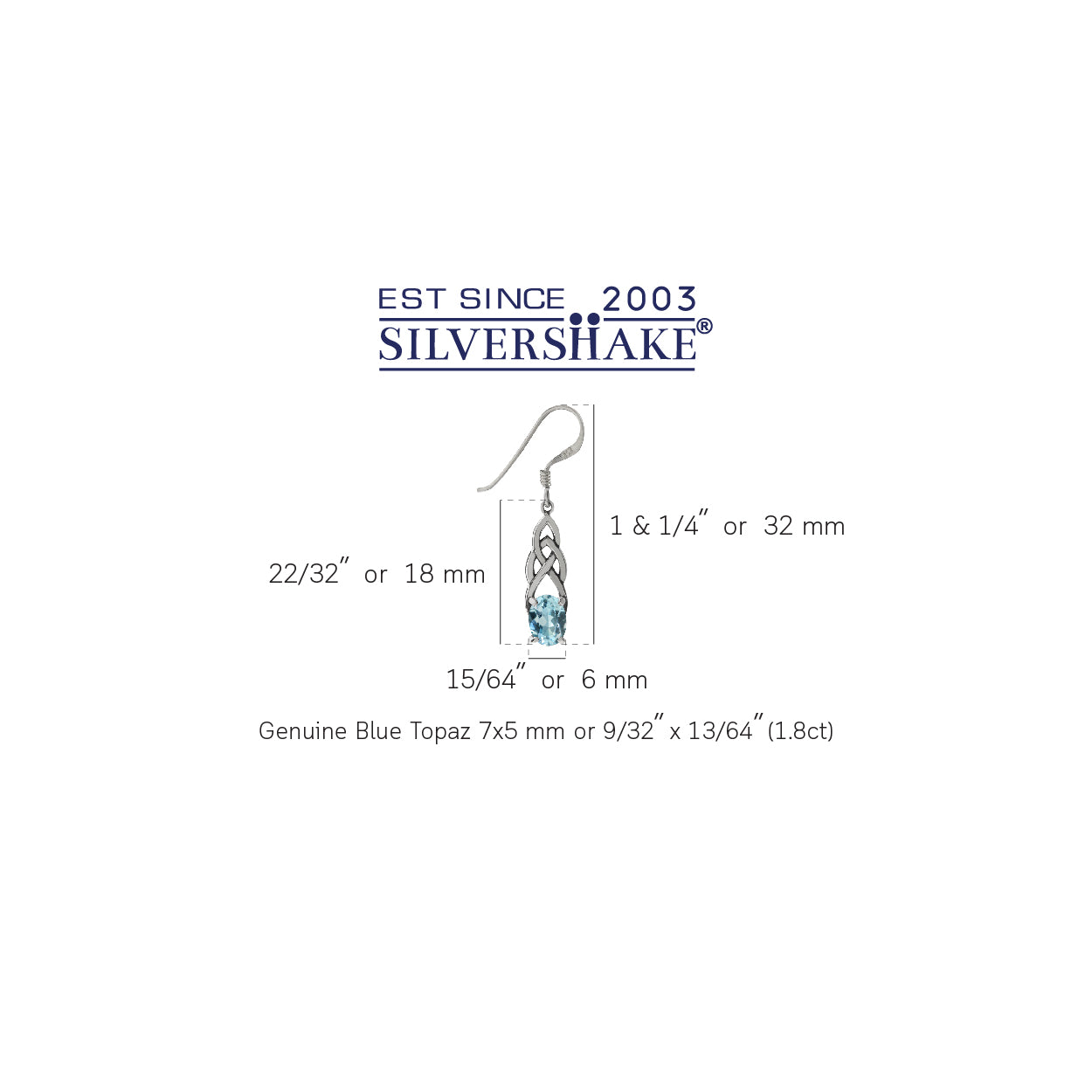 1.8ct. Genuine Blue Topaz 925 Sterling Silver Celtic Knot Dangle Earrings - Silvershake-store