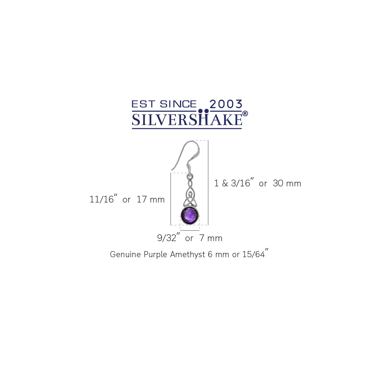 Cabochon Amethyst 925 Sterling Silver Triquetra Celtic Knot Dangle Hook Earrings - Silvershake-store