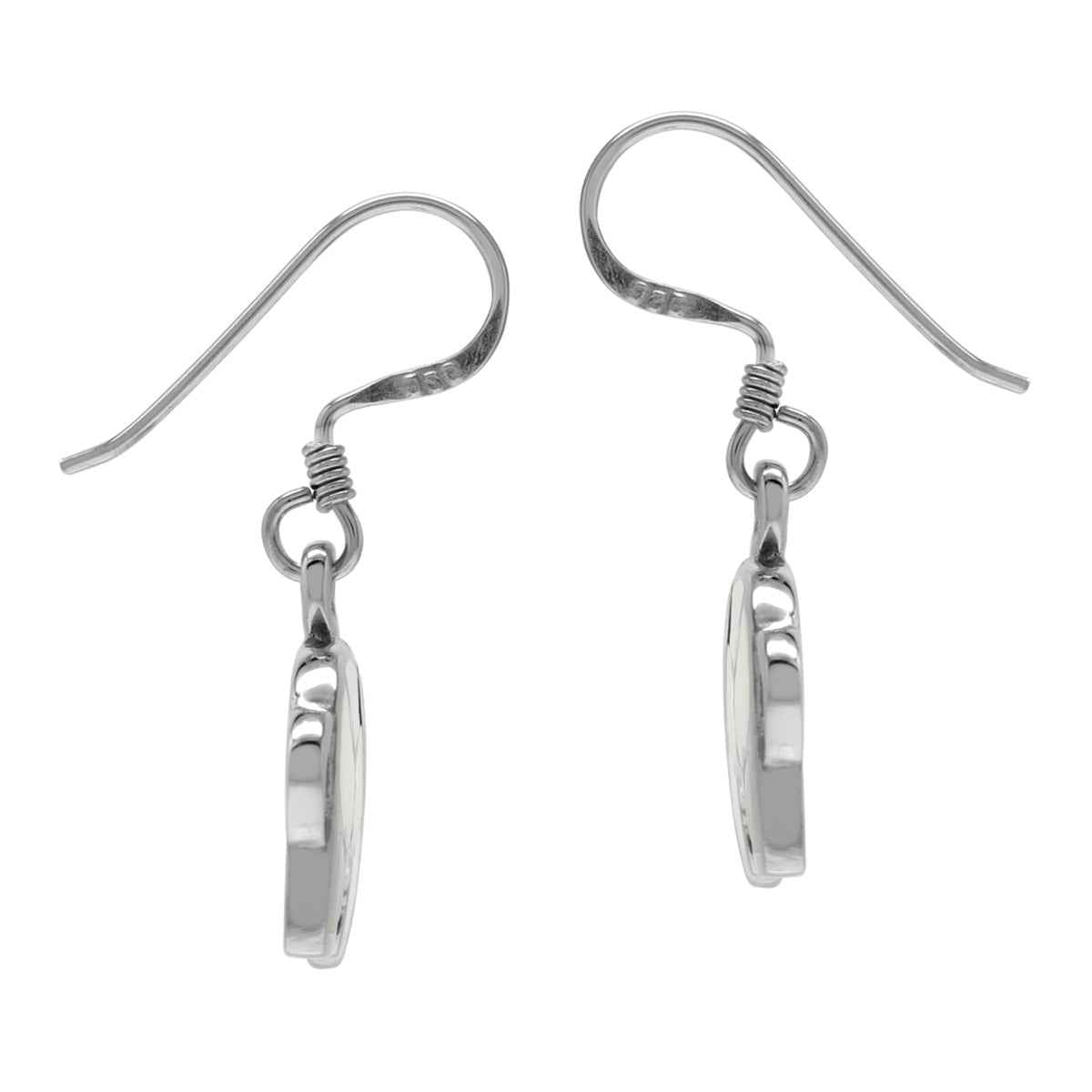 White Mother of Pearl 925 Sterling Silver Elephant Dangle Hook Earrings