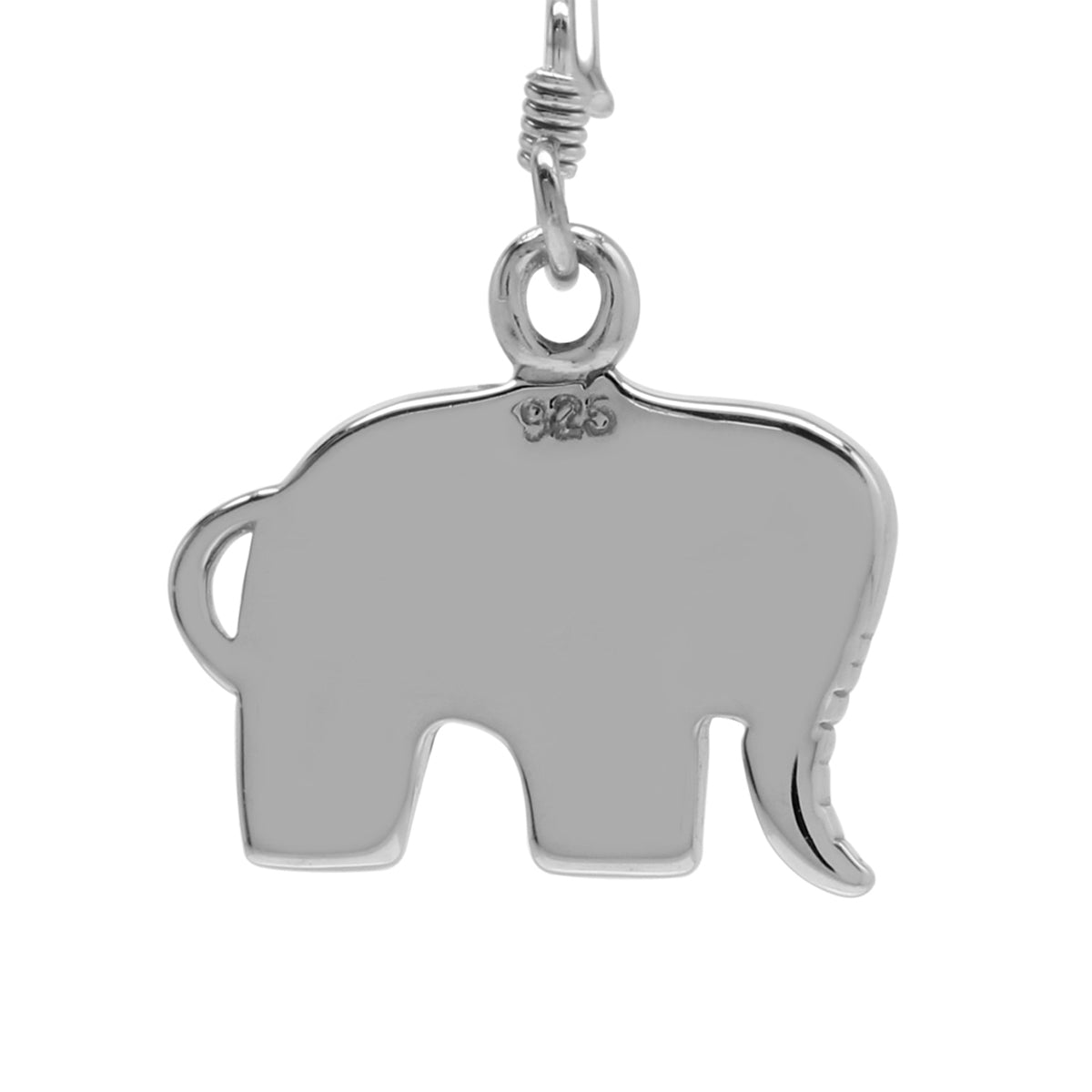 White Mother of Pearl 925 Sterling Silver Elephant Dangle Hook Earrings