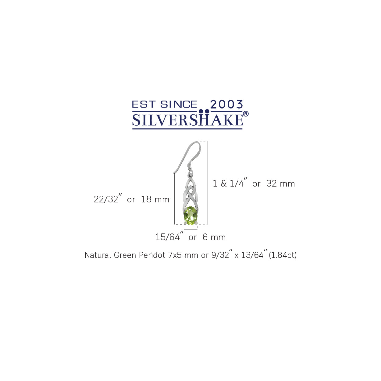 1.84ct. Natural Peridot 925 Sterling Silver Celtic Knot Dangle Hook Earrings - Silvershake-store