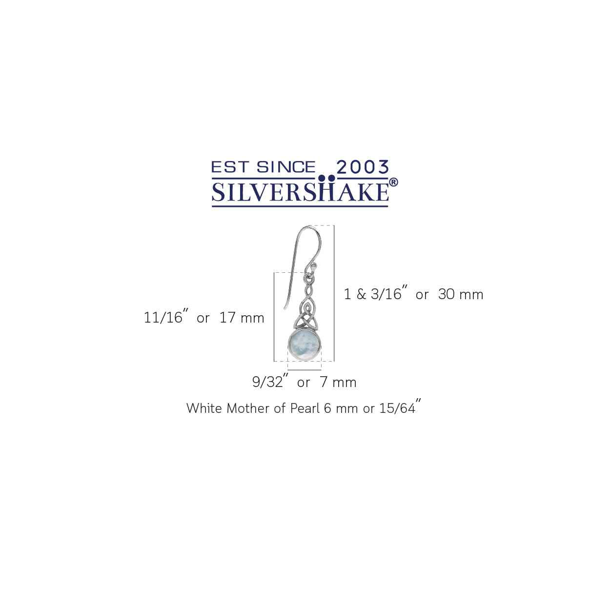 White Mother of Pearl 925 Sterling Silver Triquetra Celtic Knot Dangle Hook Earrings - Silvershake-store