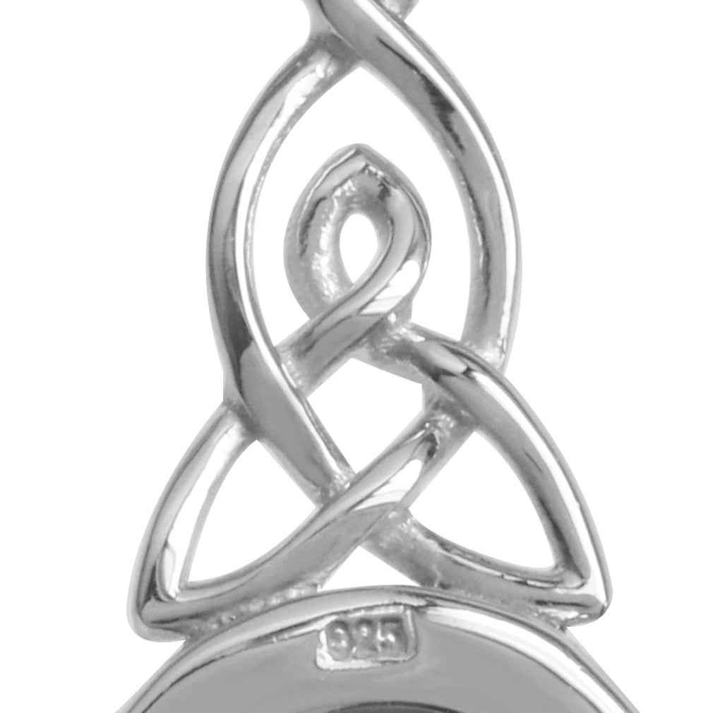 White Mother of Pearl 925 Sterling Silver Triquetra Celtic Knot Dangle Hook Earrings - Silvershake-store