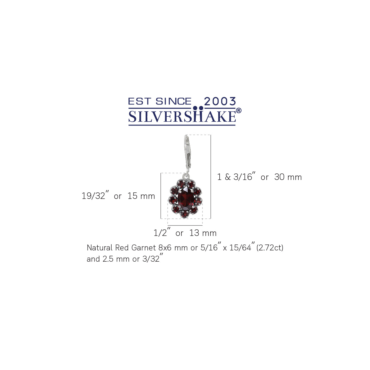 4.52 ct. Natural Garnet 925 Sterling Silver Flower Cluster Leverback Dangle Earrings - Silvershake-store