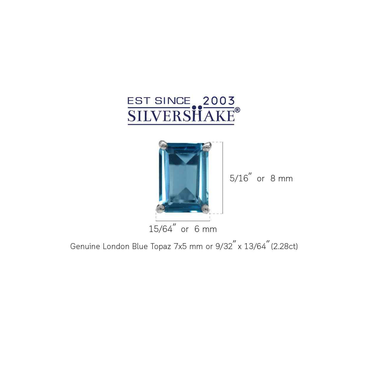 2.28ct. 7x5mm Genuine Octagon Shape London Blue Topaz 925 Sterling Silver Stud Post Earrings