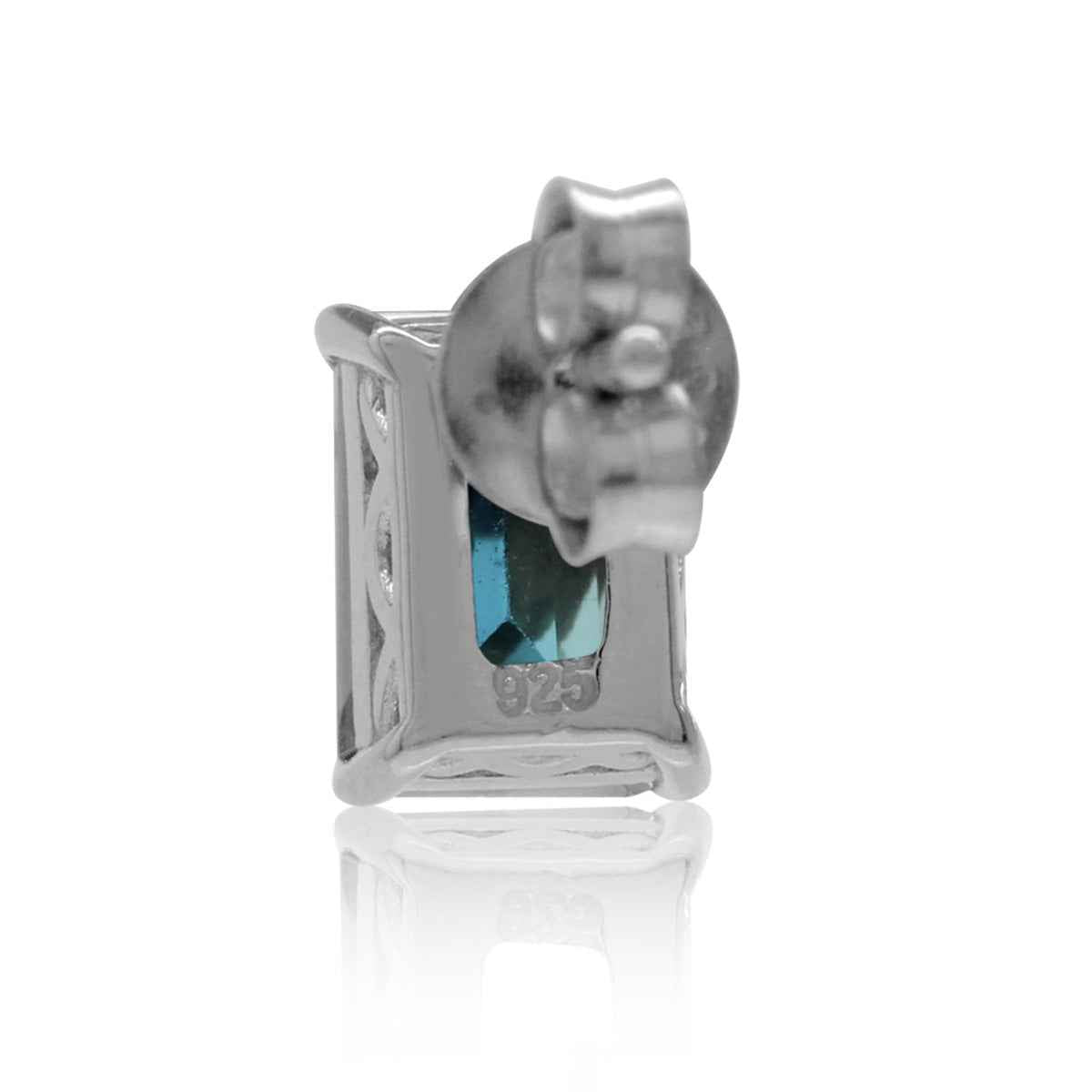 2.28ct. 7x5mm Genuine Octagon Shape London Blue Topaz 925 Sterling Silver Stud Post Earrings