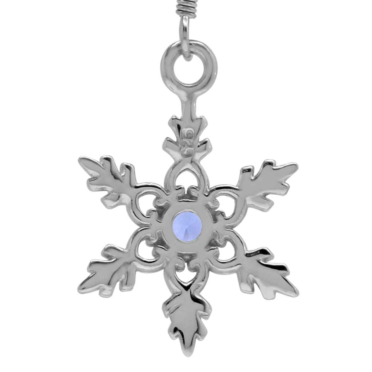 Genuine Tanzanite 925 Sterling Silver Snowflake Dangle Hook Earrings