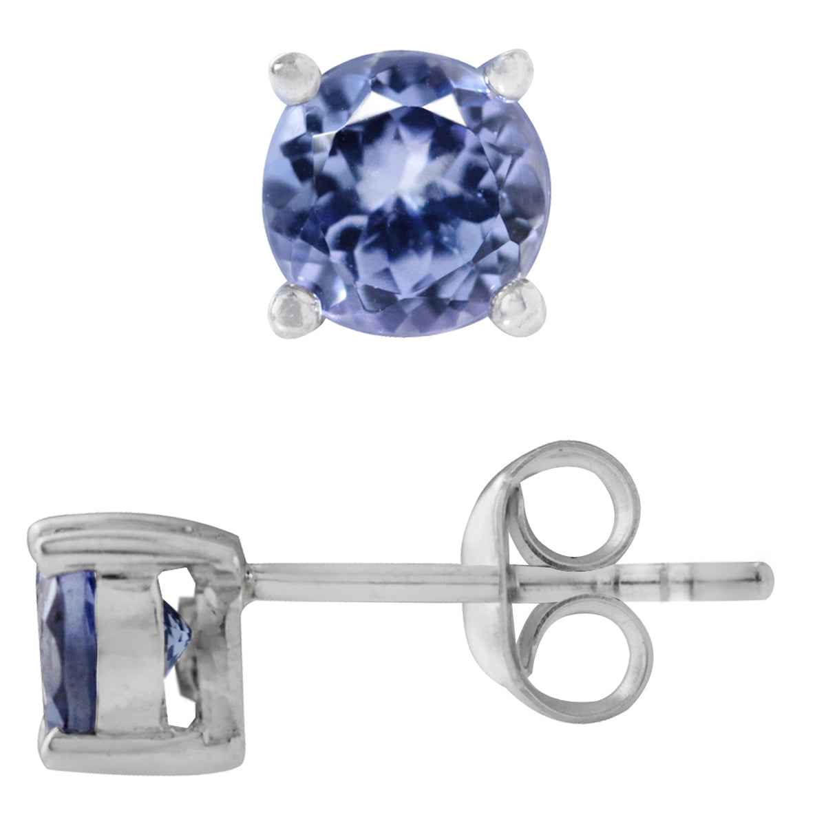 1.08ct. 5MM Petite Genuine Round Shape Tanzanite 925 Sterling Silver Stud Earrings