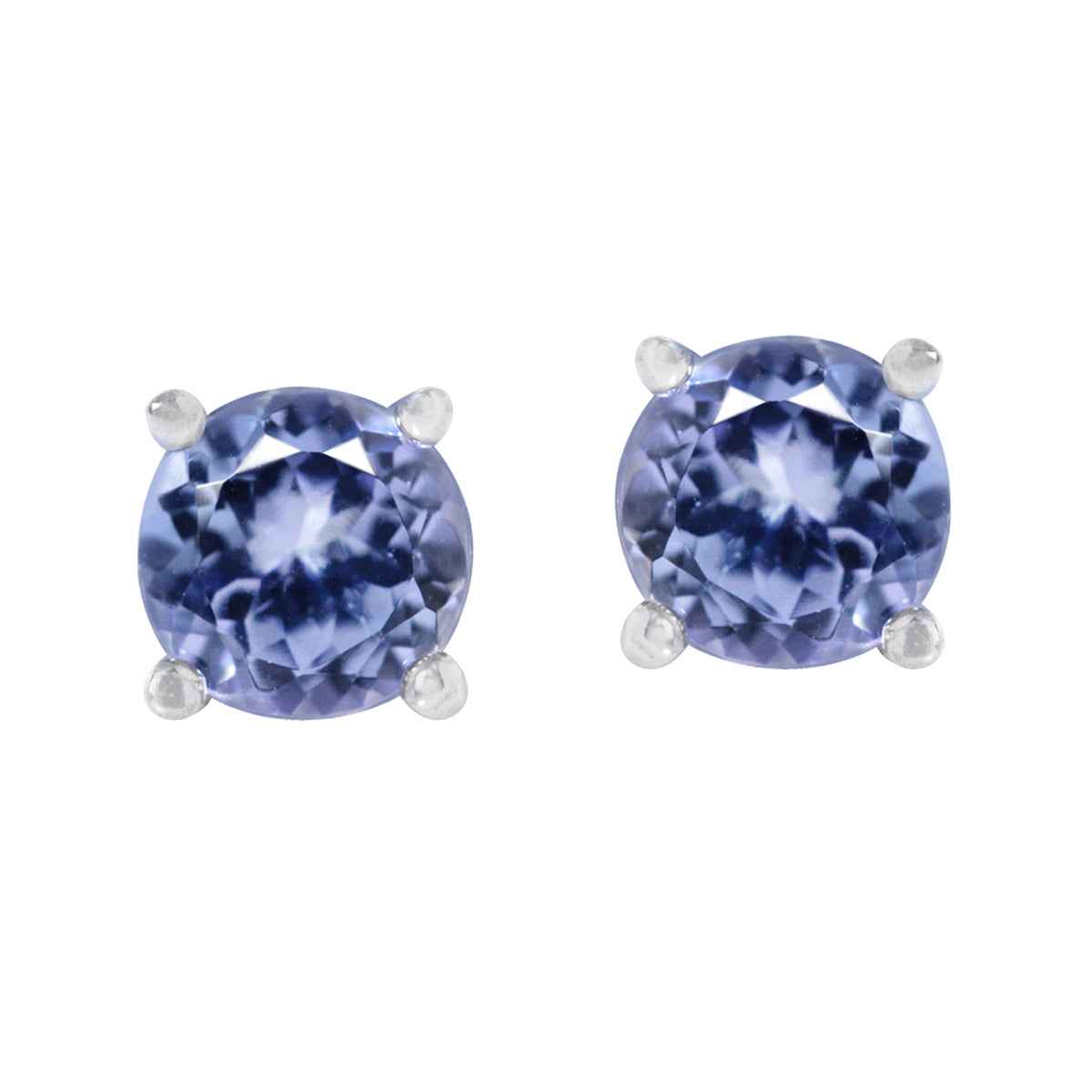 1.08ct. 5MM Petite Genuine Round Shape Tanzanite 925 Sterling Silver Stud Earrings