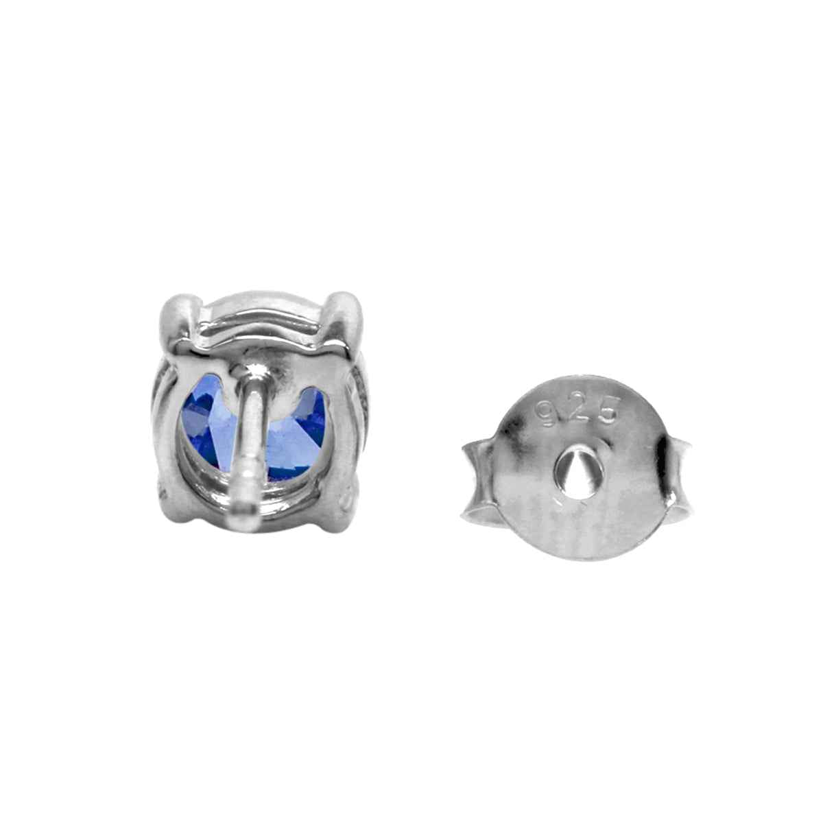 1.08ct. 5MM Petite Genuine Round Shape Tanzanite 925 Sterling Silver Stud Earrings