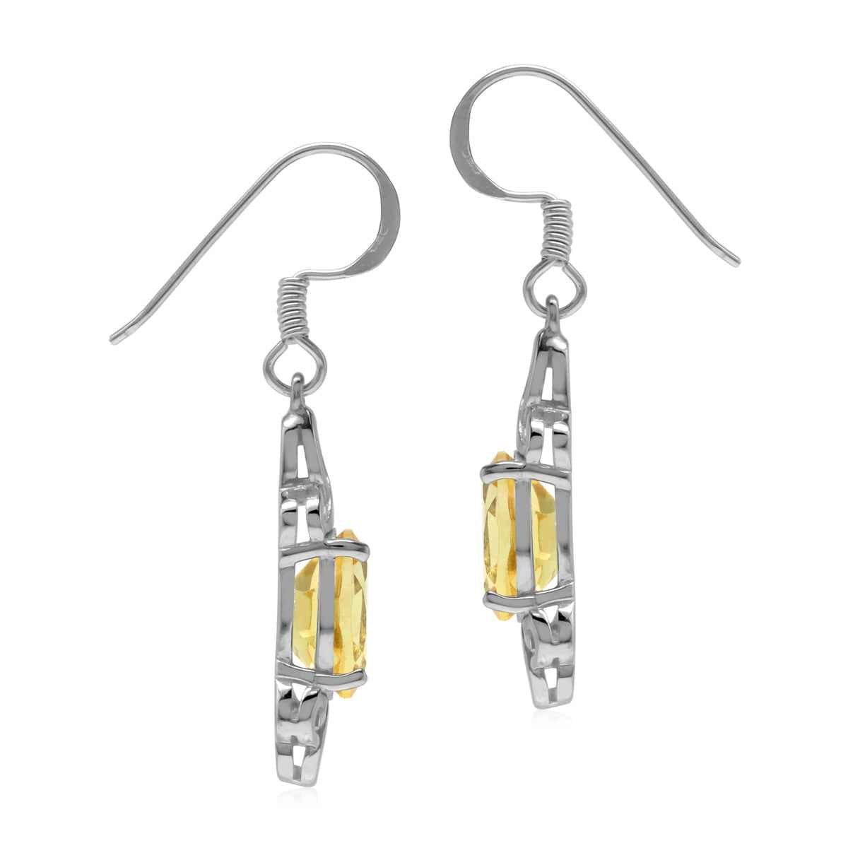 3.78ct. Genuine Citrine 925 Sterling Silver Triquetra Celtic Knot Dangle Earrings