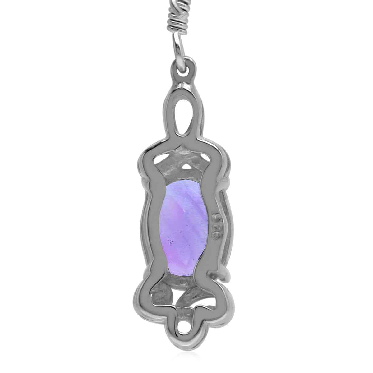 3.2ct. Natural African Amethyst 925 Sterling Silver Triquetra Celtic Knot Dangle Hook Earrings