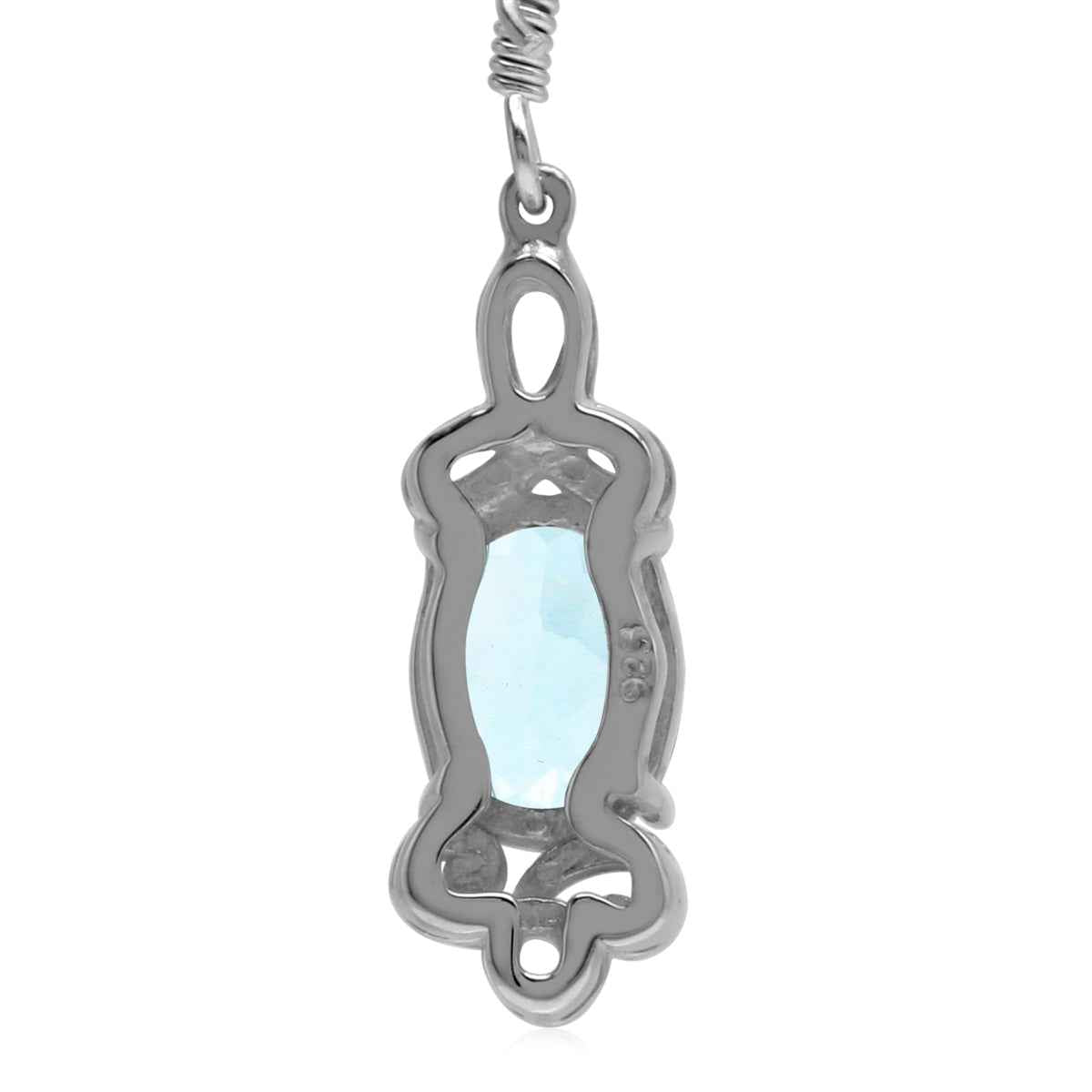 4.34ct. Genuine Blue Topaz 925 Sterling Silver Triquetra Celtic Knot Dangle Earrings