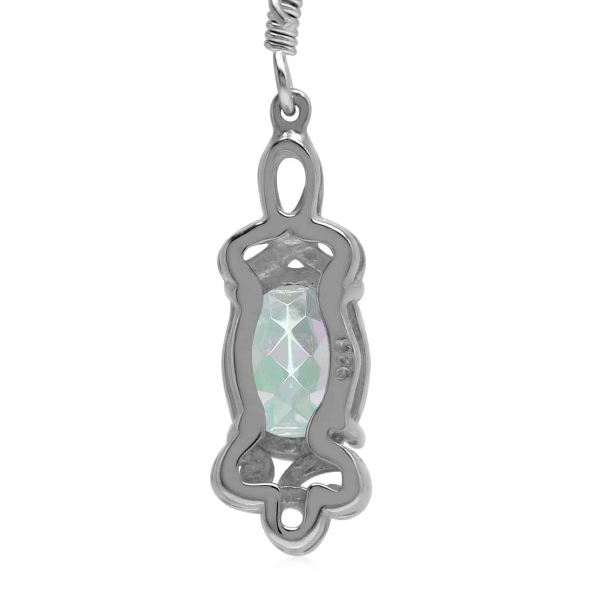 4.4ct. Mystic Fire Topaz 925 Sterling Silver Triquetra Celtic Knot Dangle Hook Earrings