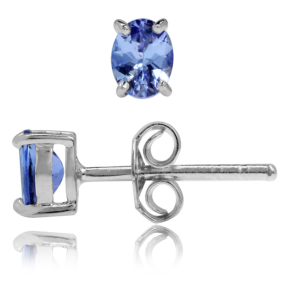 5X4mm Petite Genuine Oval Shape Tanzanite 925 Sterling Silver Stud Earrings silvershake