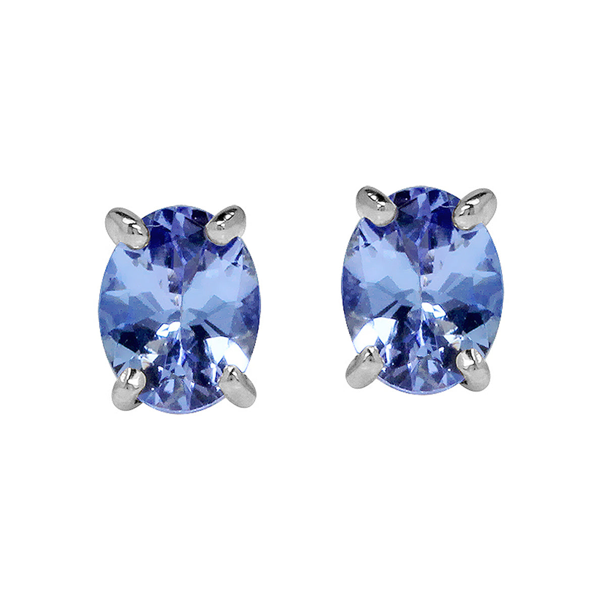 5X4mm Petite Genuine Oval Shape Tanzanite 925 Sterling Silver Stud Earrings silvershake