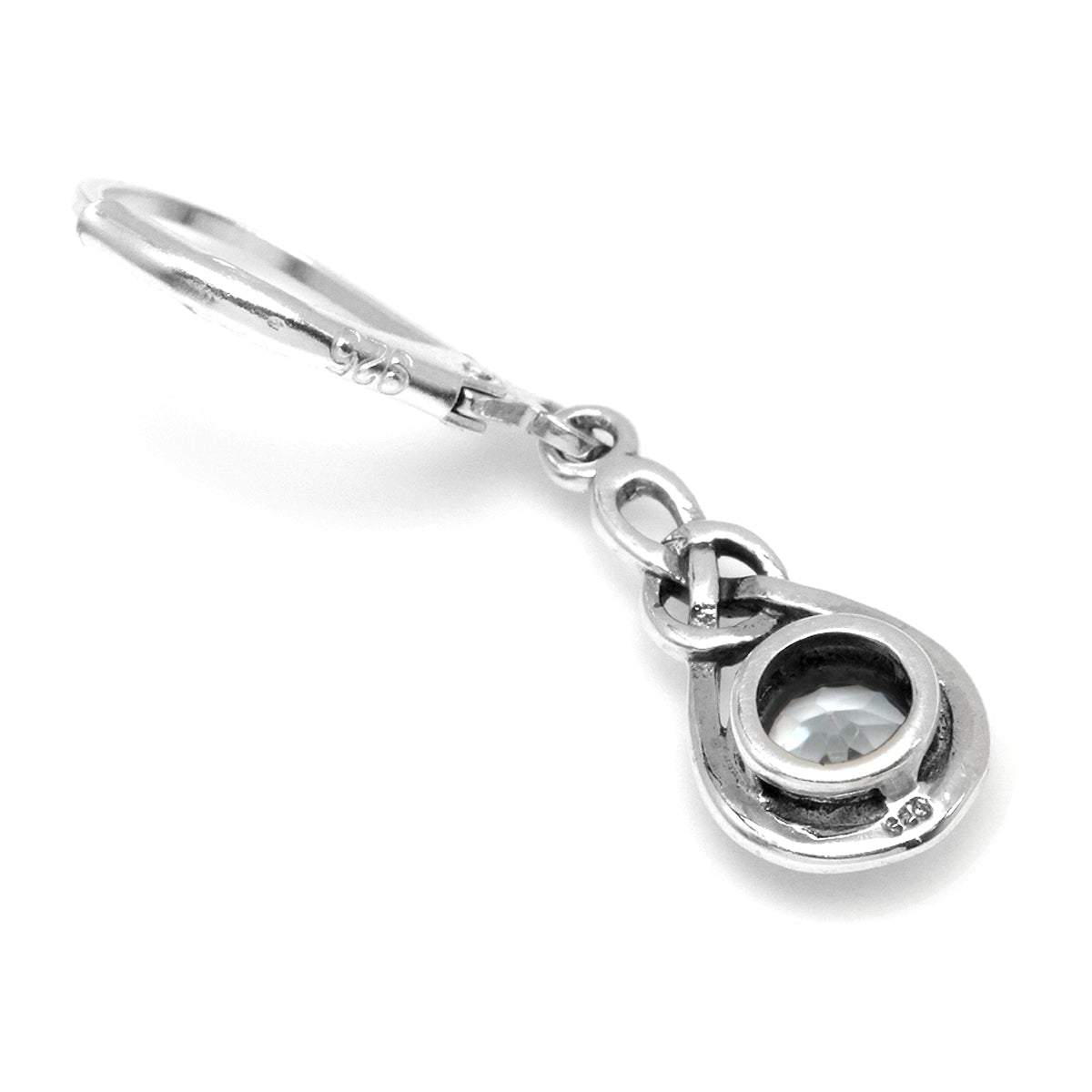 1.1ct. Genuine Blue Topaz 925 Sterling Silver Celtic Knot Drop Leverback Earrings - Silvershake-store