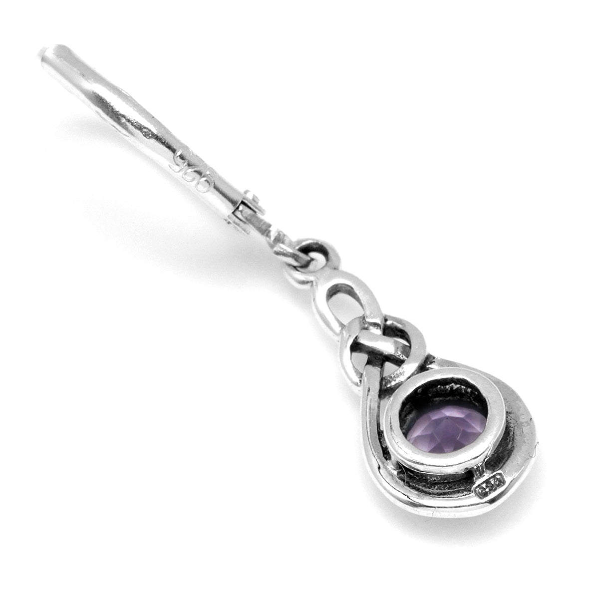 Natural Amethyst 925 Sterling Silver Celtic Knot Drop Leverback Dangle Earrings - Silvershake-store