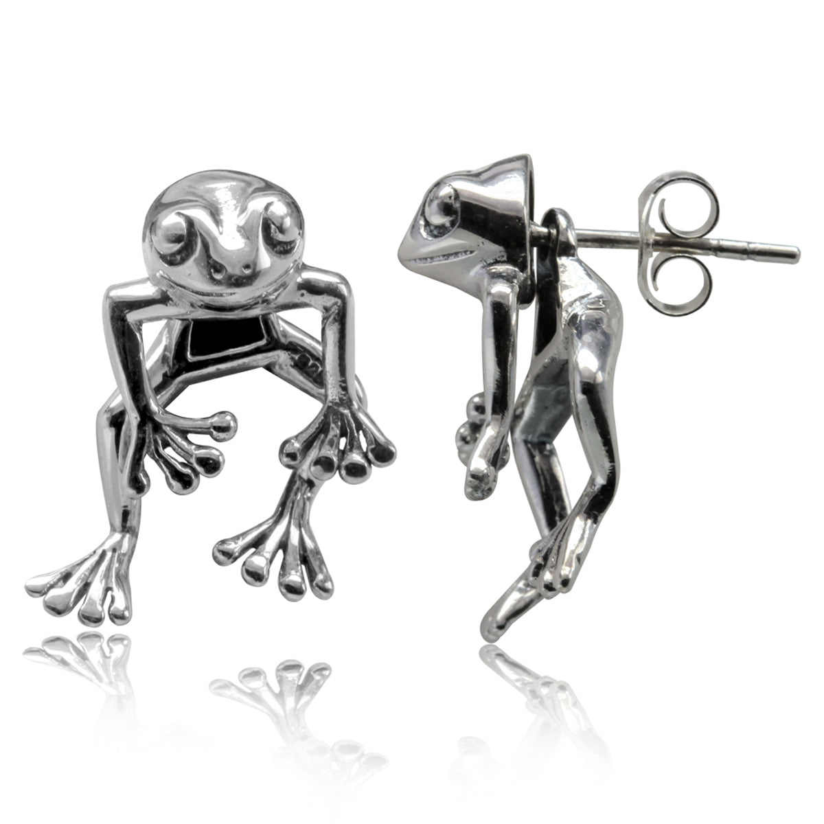 2 Piece Frog 925 Sterling Silver Dangle Stud Post Earrings - Silvershake-store