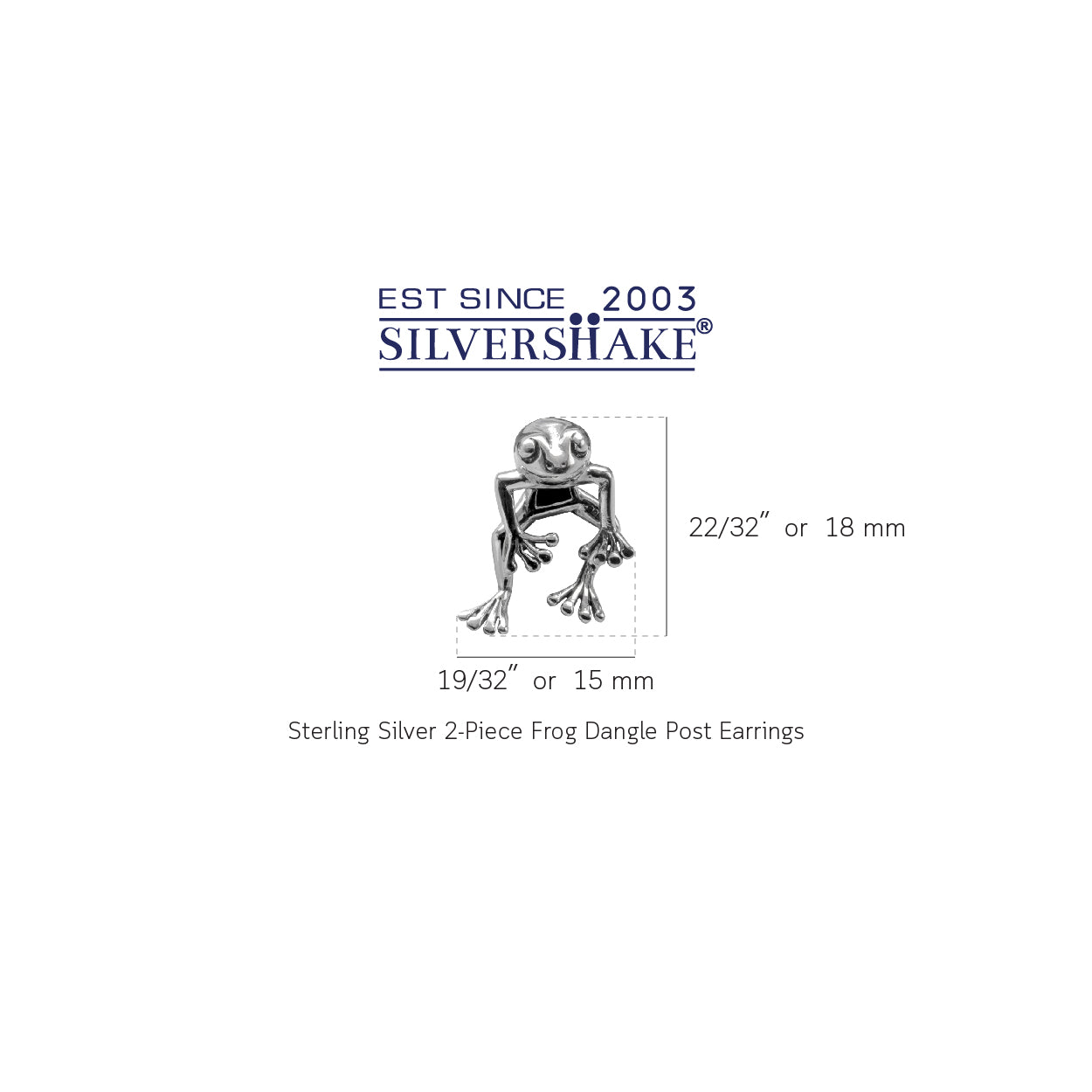 2 Piece Frog 925 Sterling Silver Dangle Stud Post Earrings - Silvershake-store