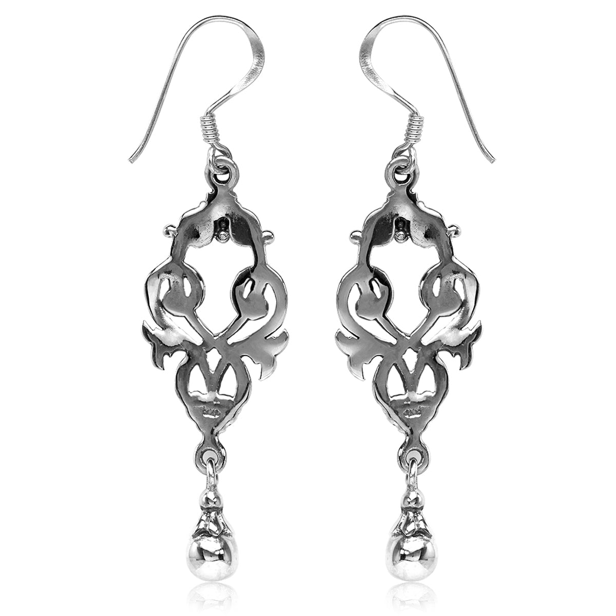 925 Sterling Silver Victorian Style Dangle Hook Earrings - Silvershake-store
