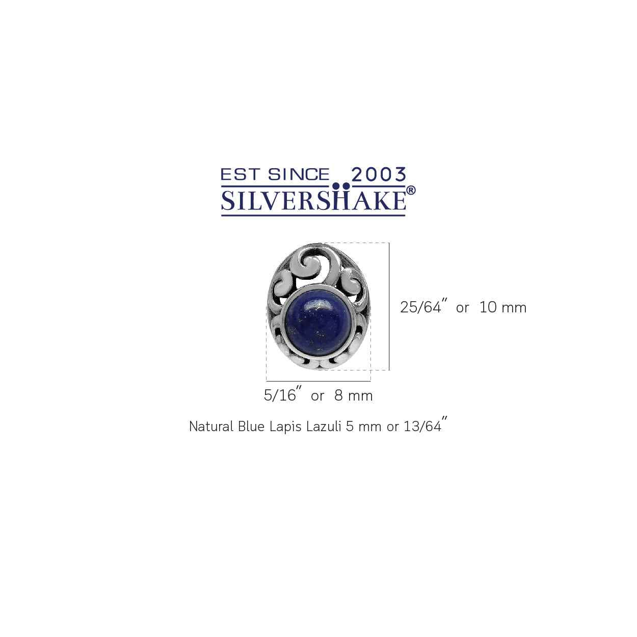 Petite Natural Lapis 925 Sterling Silver Southwest Style Filigree Stud Earrings