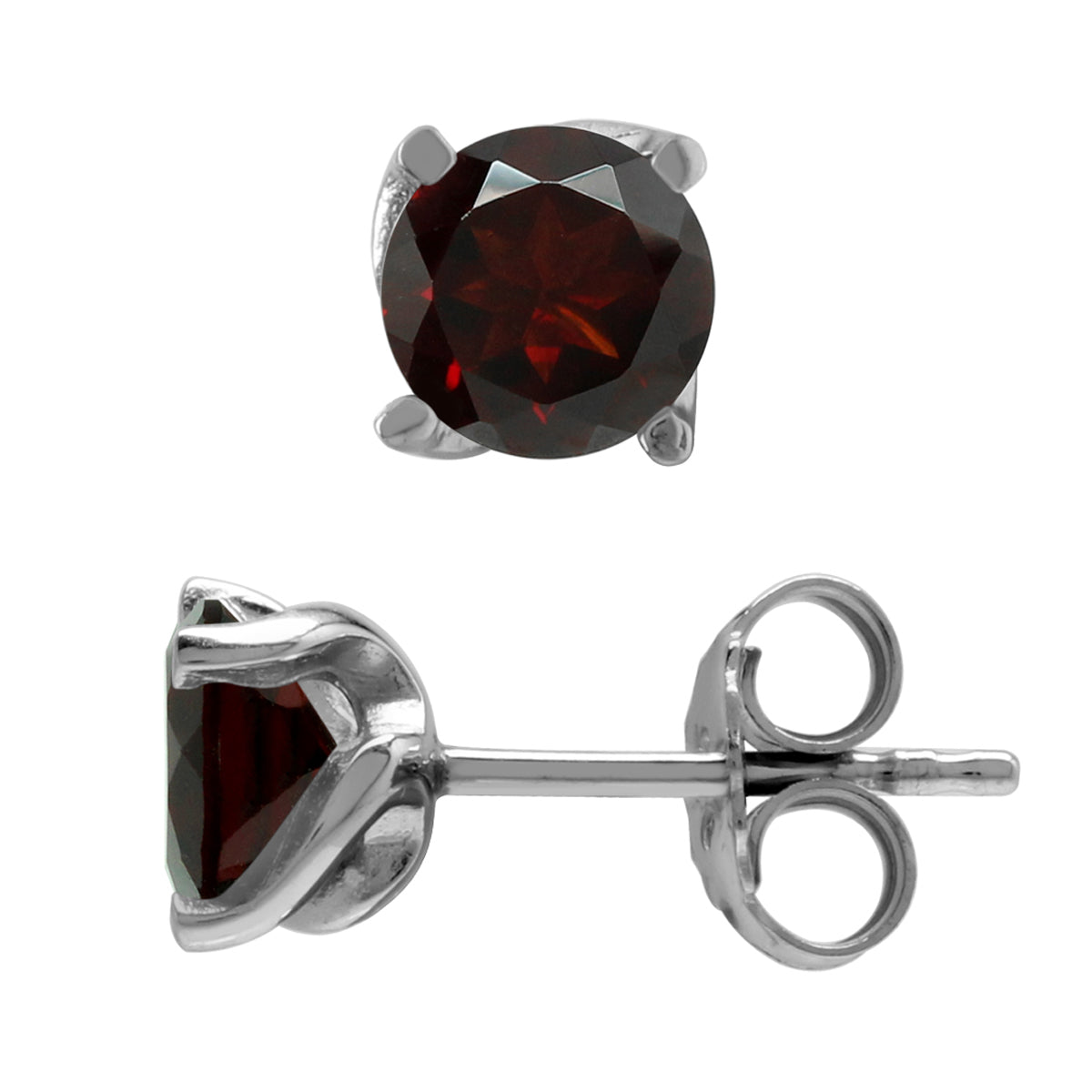 1.92ct. 6mm Natural Garnet White Gold Plated 925 Sterling Silver Stud Earrings - Silvershake-store