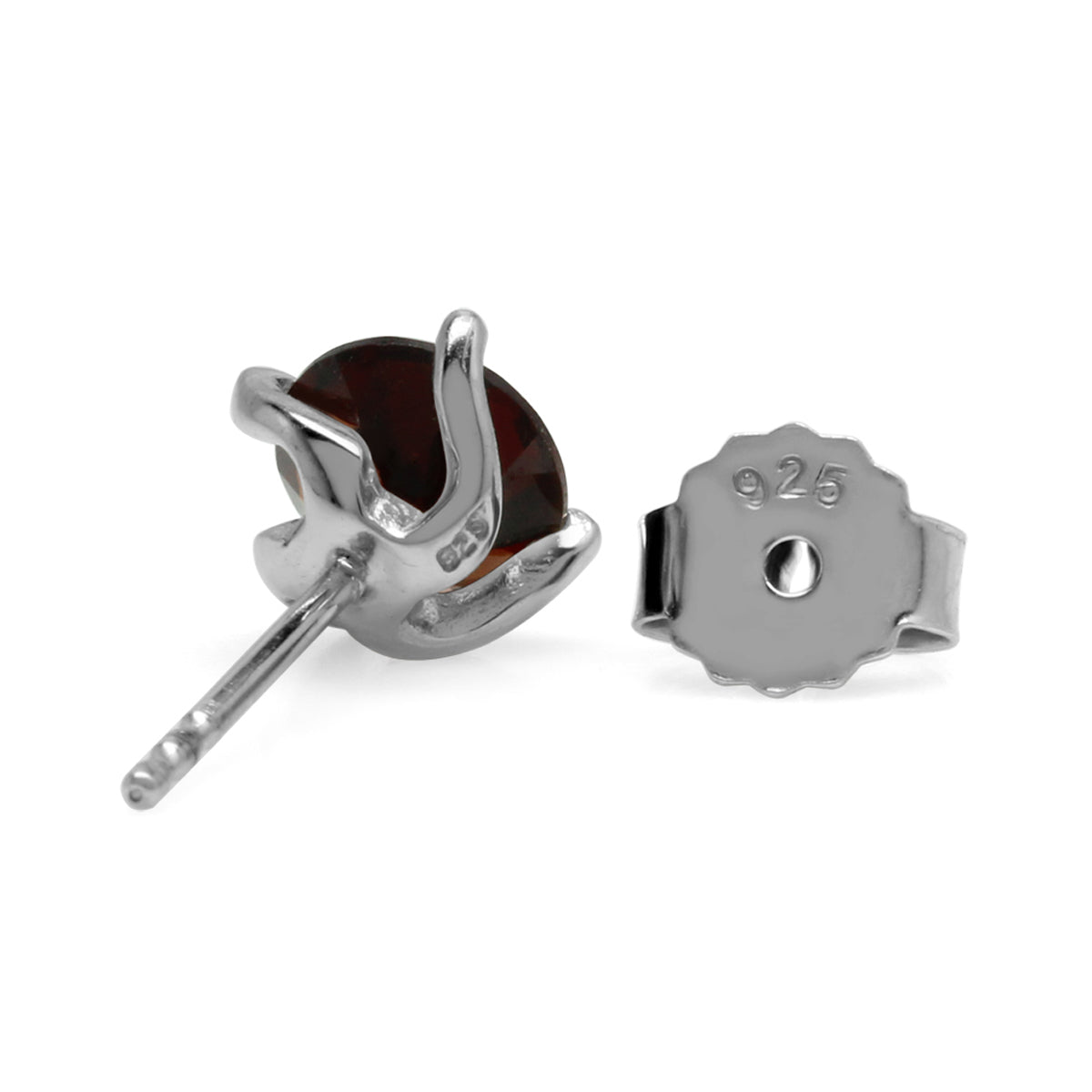1.92ct. 6mm Natural Garnet White Gold Plated 925 Sterling Silver Stud Earrings - Silvershake-store