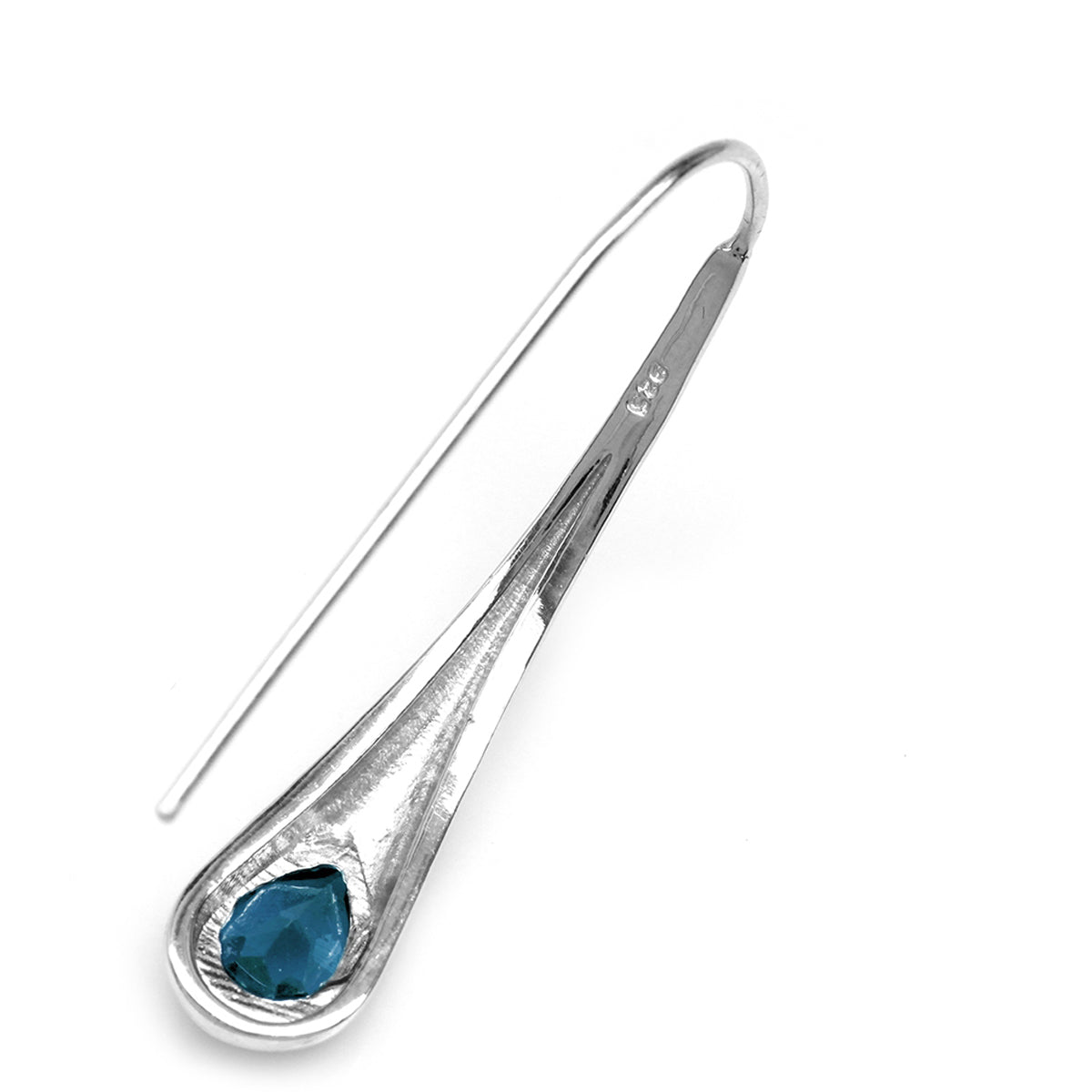 1.5 CT Genuine London Blue Topaz White Gold Plated 925 Sterling Silver Modern Style Hook Earrings - Silvershake-store