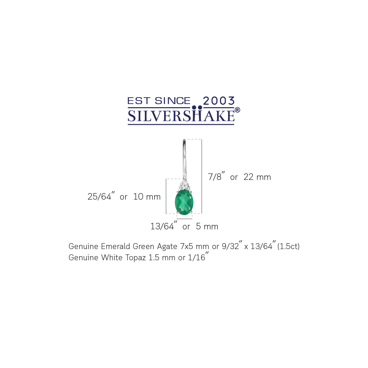 1.5ct. Natural Emerald Green Agate and White Topaz Gold Plated 925 Sterling Silver Hook Earrings - Silvershake-store