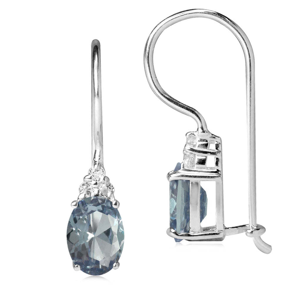 Simulated Color Change Alexandrite White Gold Plated 925 Sterling Silver Hook Closure Earrings - Silvershake-store