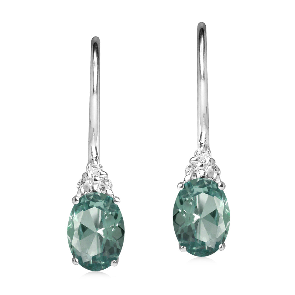 Simulated Color Change Alexandrite White Gold Plated 925 Sterling Silver Hook Closure Earrings - Silvershake-store