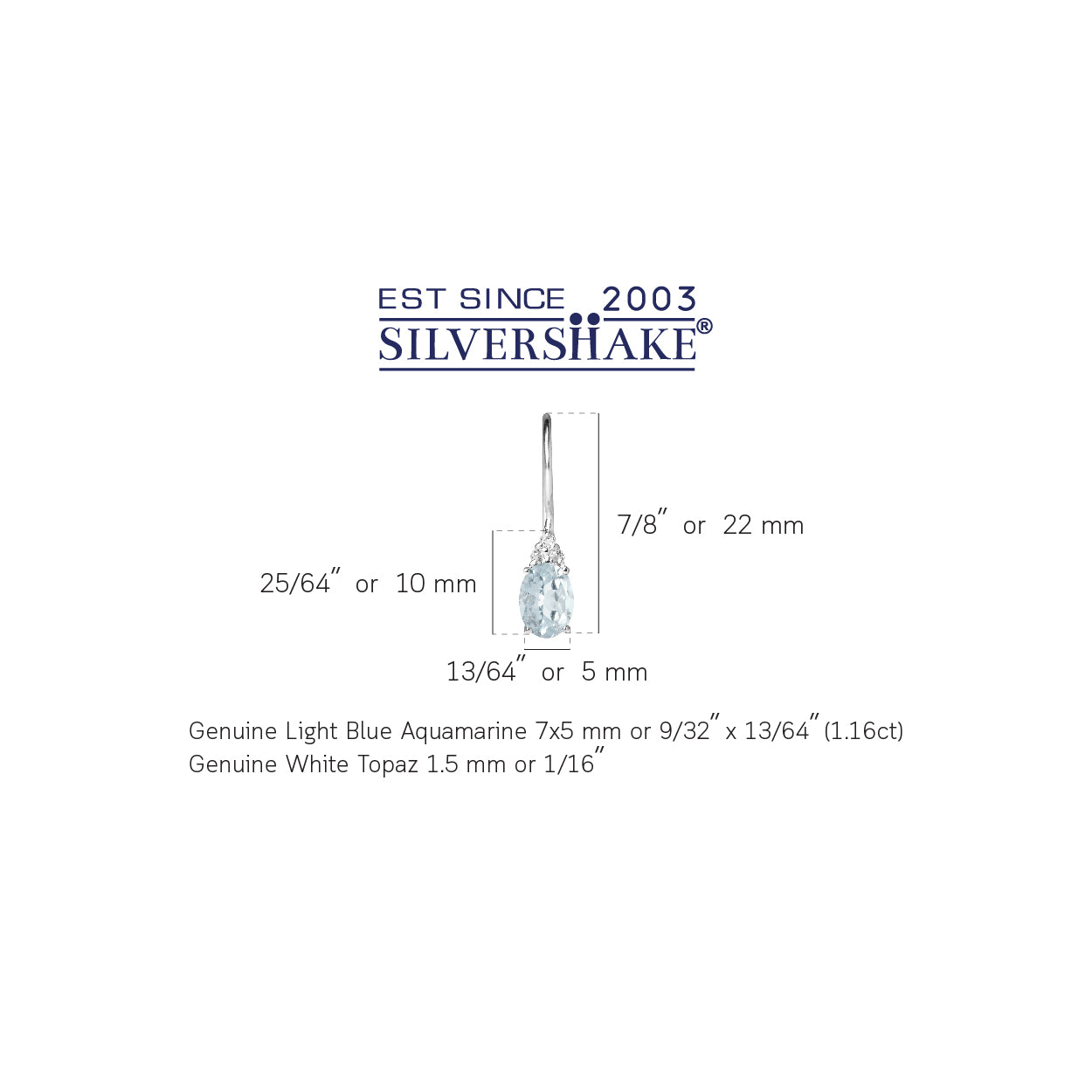 1.16ct. 7X5mm Oval Shape Genuine Light Blue Aquamarine and White Topaz 925 Sterling Silver Hook Closure Earrings - Silvershake-store